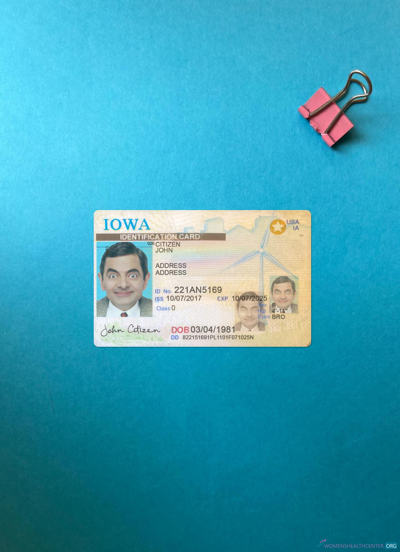 Download USA Iowa ID card photolook front Photoshop template